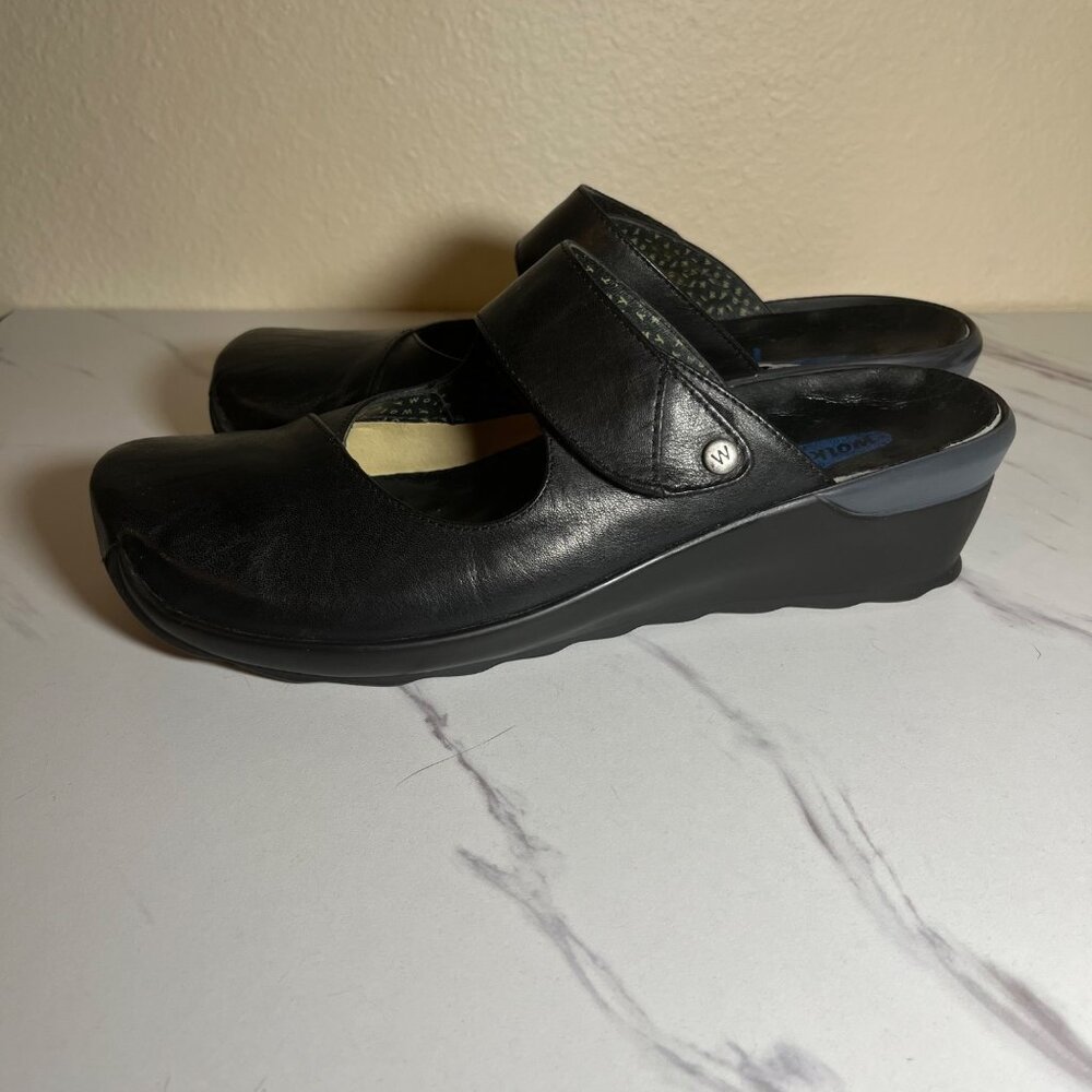 Wolky Womens Up Clog Bordo Black Leather Slip-On Comfort Shoes Size 9 - Picture 3 of 9